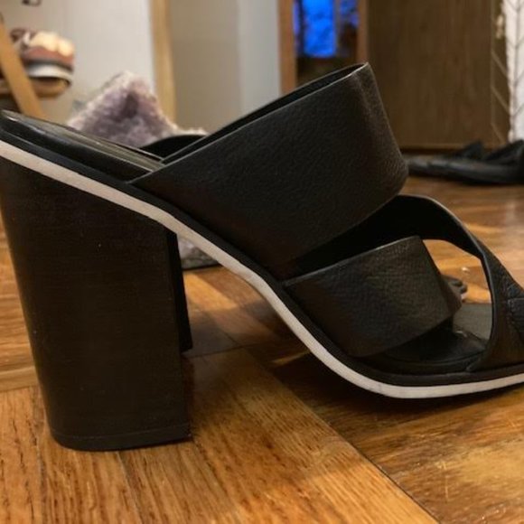 Solsana Black and White Chunky Leather High Heels Size 37 - Picture 2 of 7